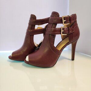Michael Kors Burgundy Leather Ankle Booties